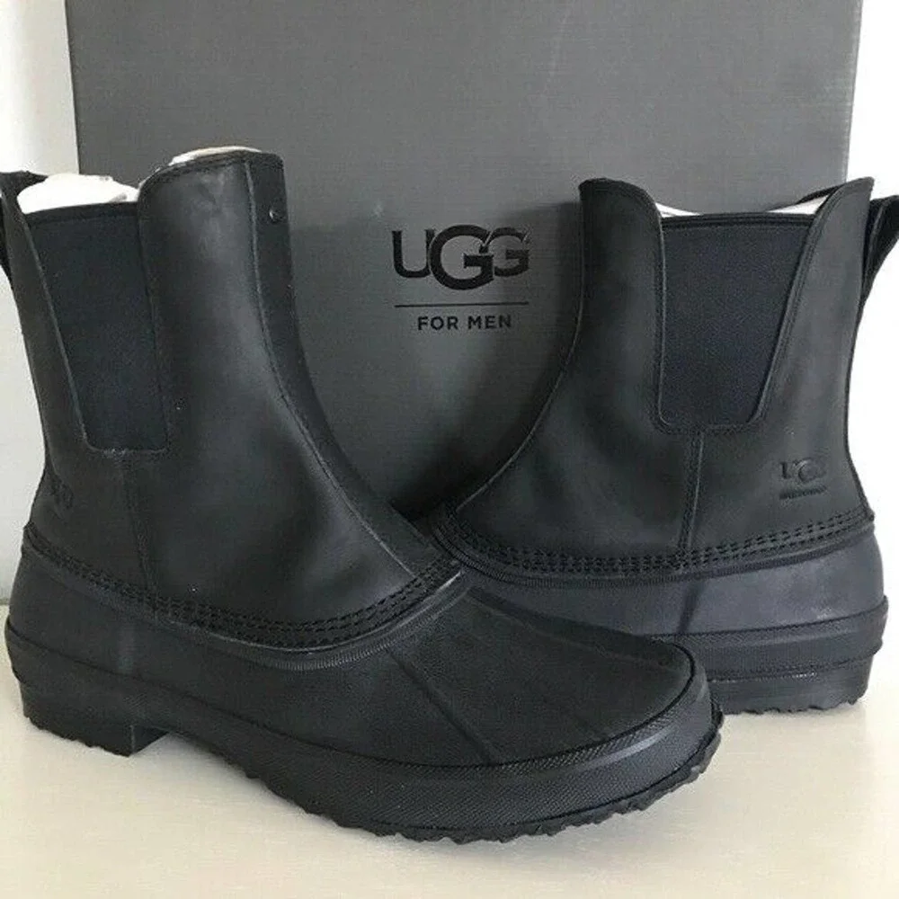 Ugg Australia Romosa Waterproof Black Leather Rubber Duck‎ Boots New Men’s 7